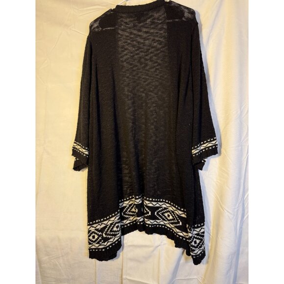 Torrid Sweater Knit Duster Long Length Womens Plus Size 6 6X 5X Black White Cozy - Picture 4 of 4